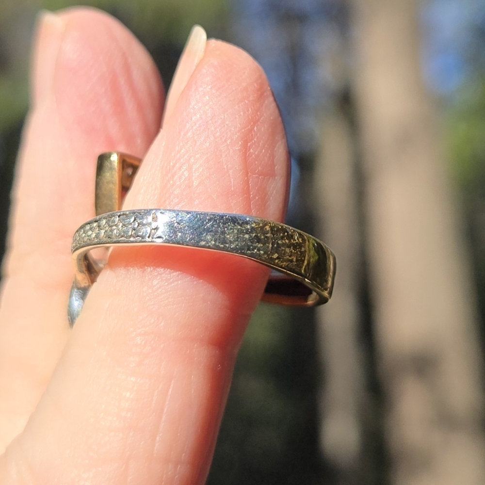 Lightening quartz & topaz dual teardrop Sterling Bronze&Gold ringSz8 Adjustable - Picture 11 of 11